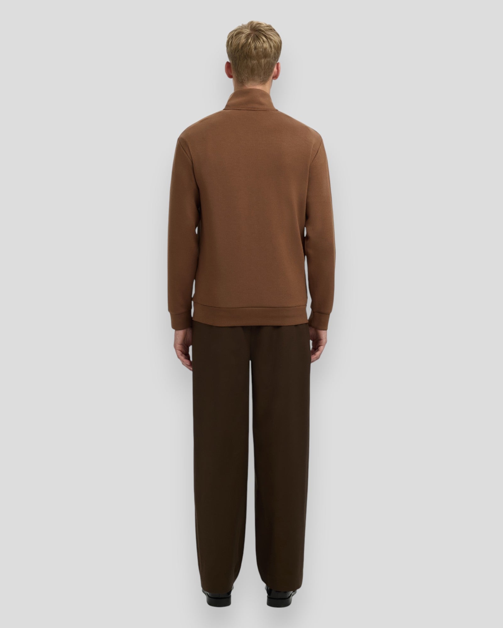 Emanuel Soft Zip High Neck Sweat - Soft Silt