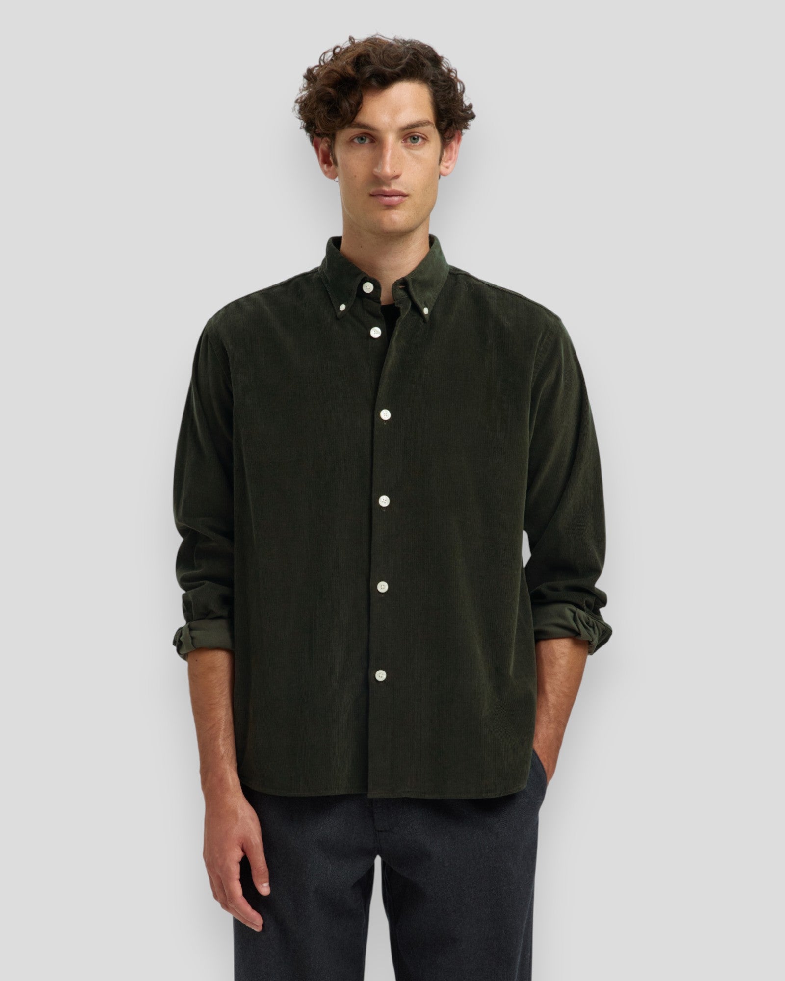 Regular Danni Cord BD LS Shirt - Deep Forest