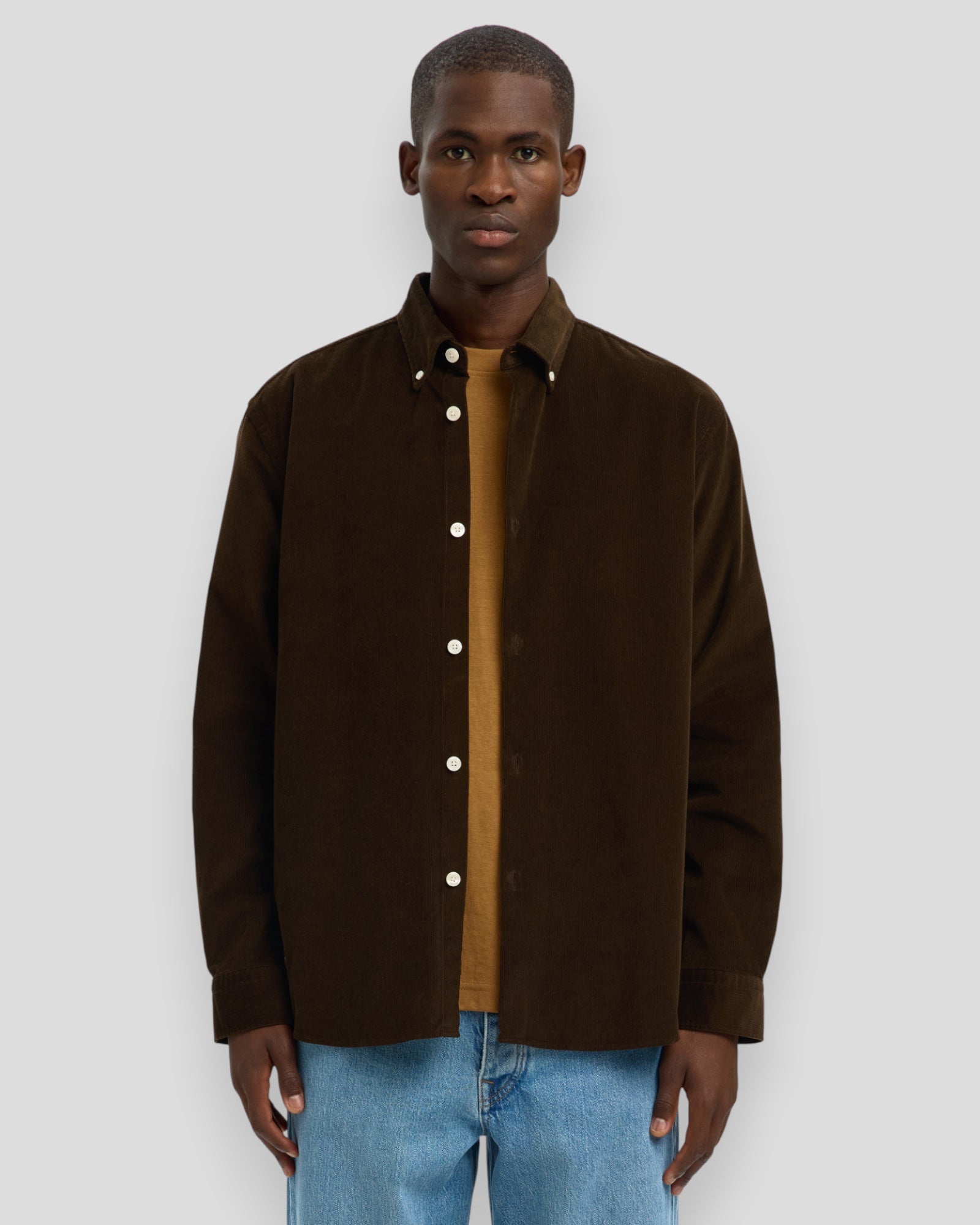 Regular Danni Cord BD LS Shirt - Demitasse