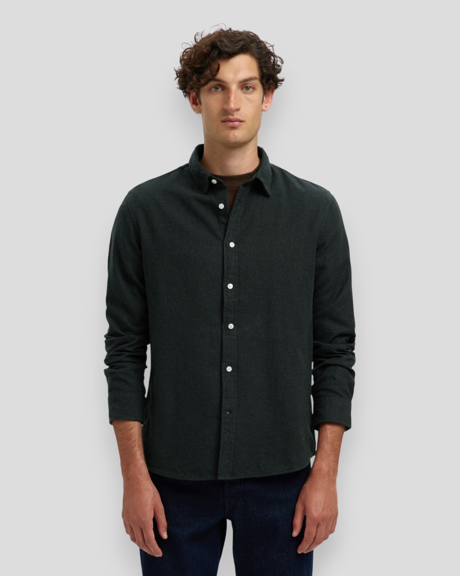 Regular Noah Brushed Twist Shirt LS - Forest Night/Twisted
