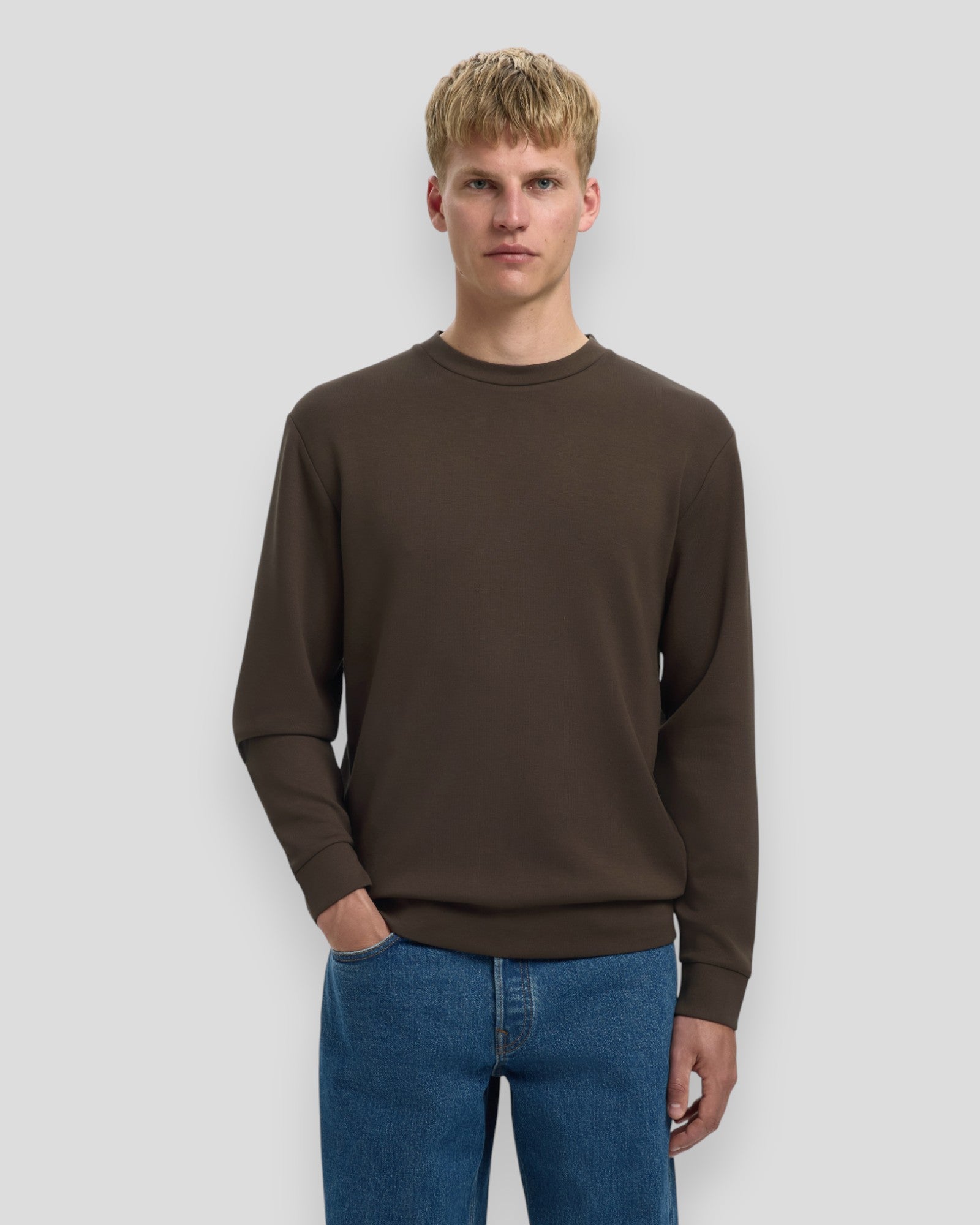 Emanuel Soft Crew Neck Sweat - Demitasse