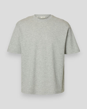 Loose Oscar SS O-Neck Tee - Light Grey Melange