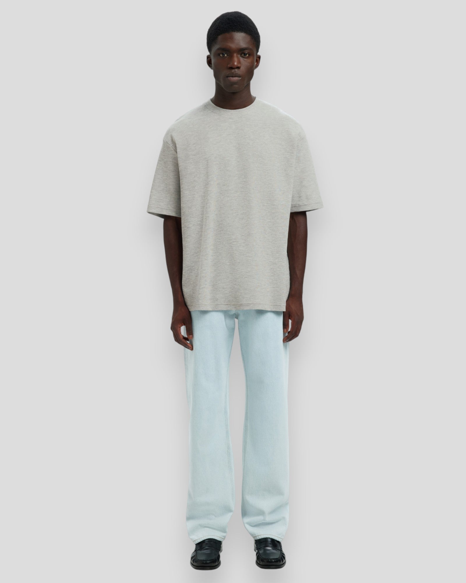 Loose Oscar SS O-Neck Tee - Light Grey Melange