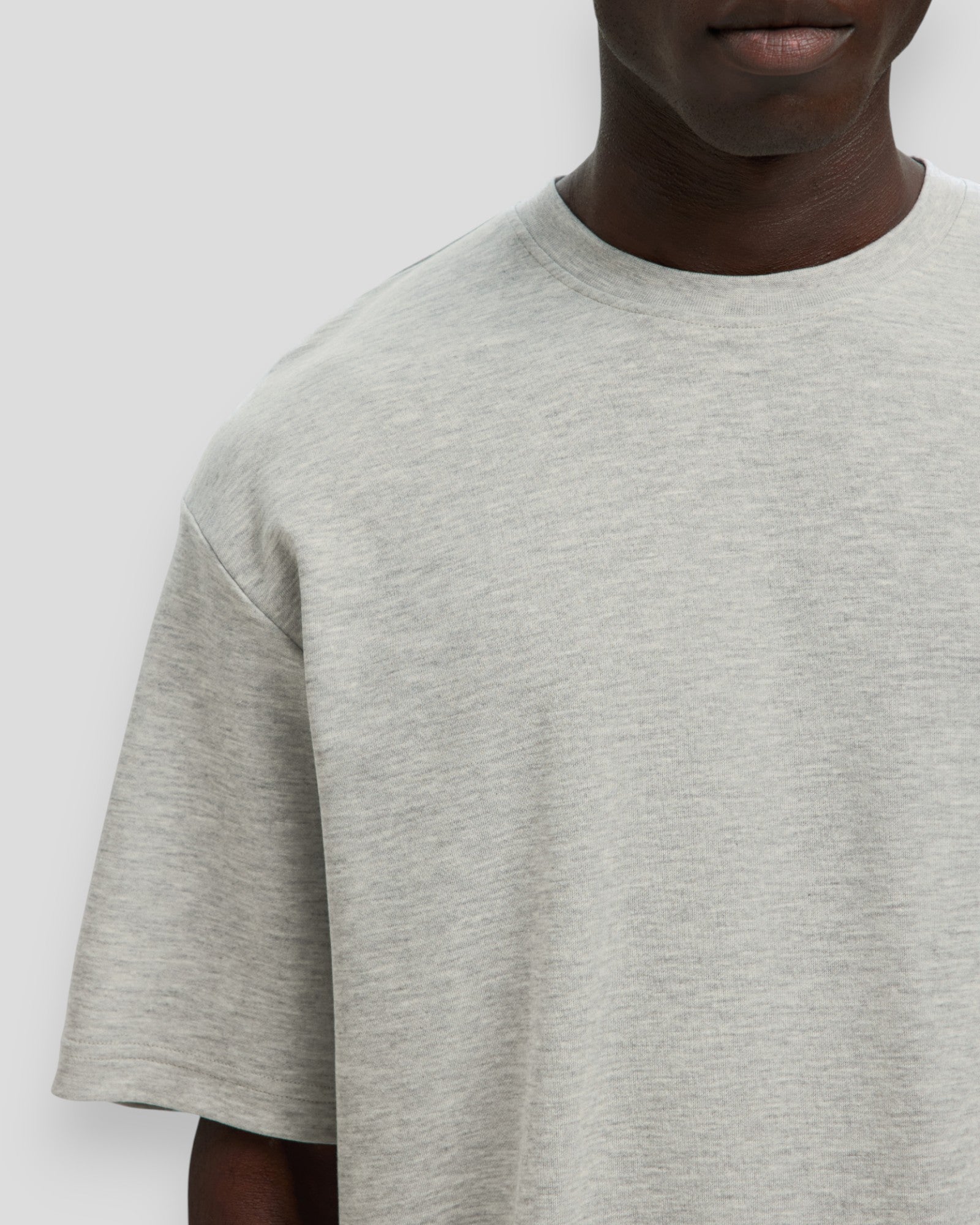 Loose Oscar SS O-Neck Tee - Light Grey Melange