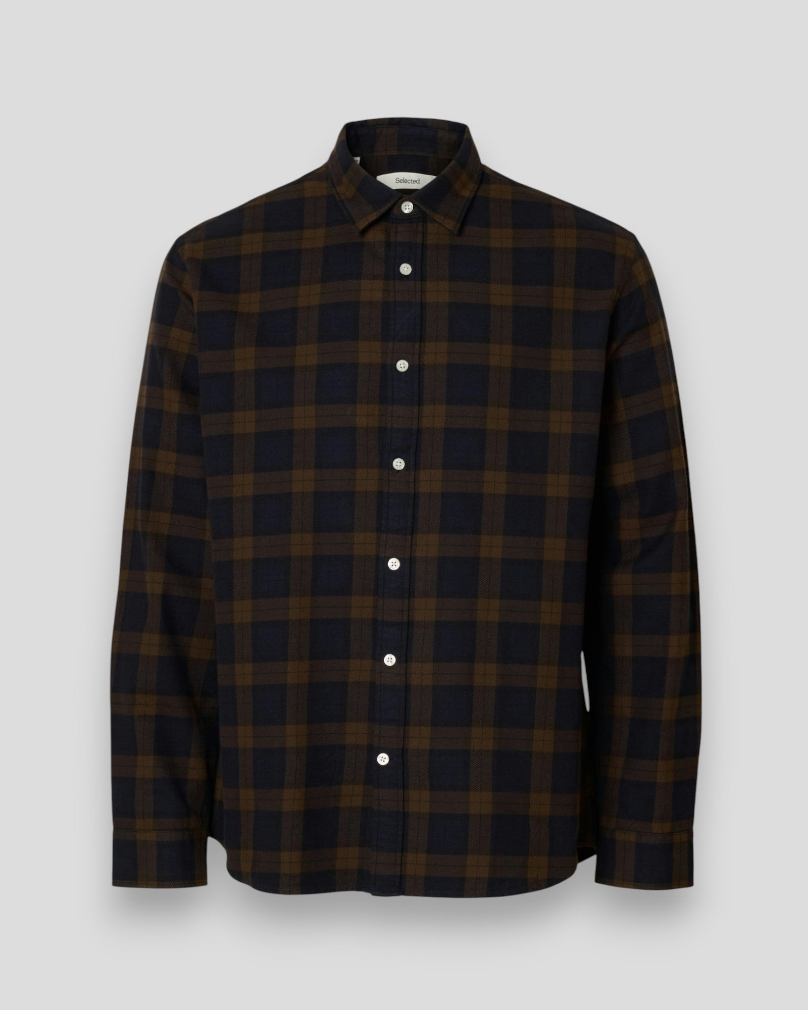 Regular Noah Brushed Twist Shirt LS - Demitasse/Sky Captain