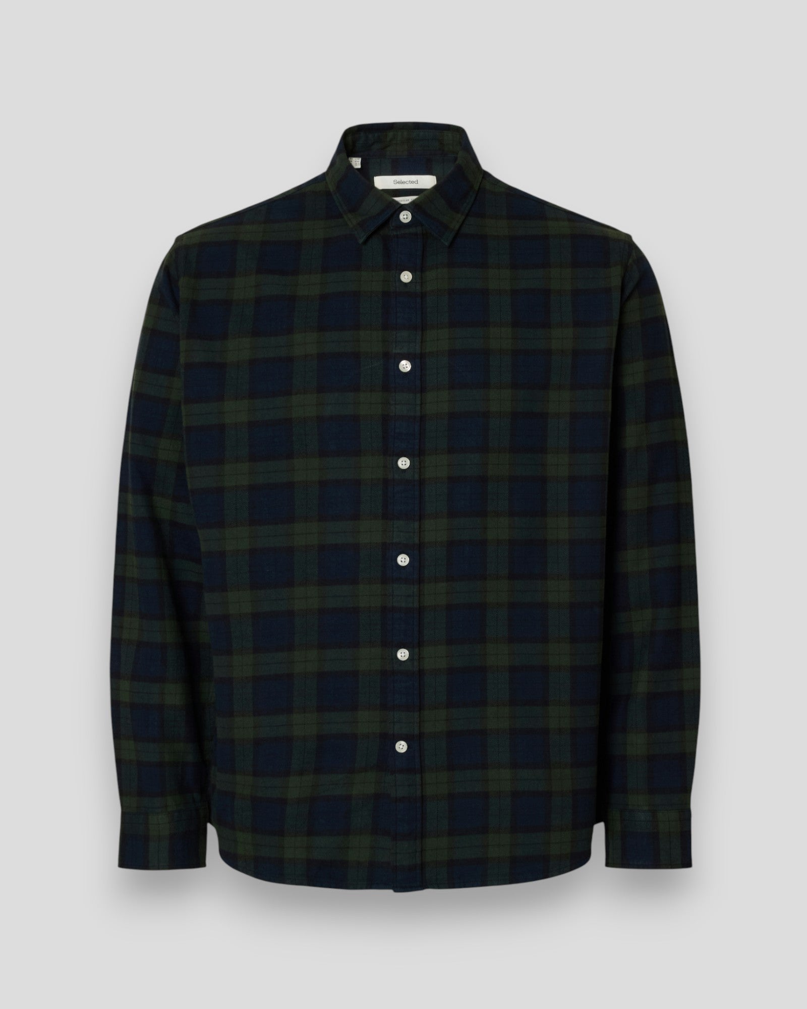 Regular Noah Brushed Twist Shirt LS - Deep Foreest/Dark Sapphire
