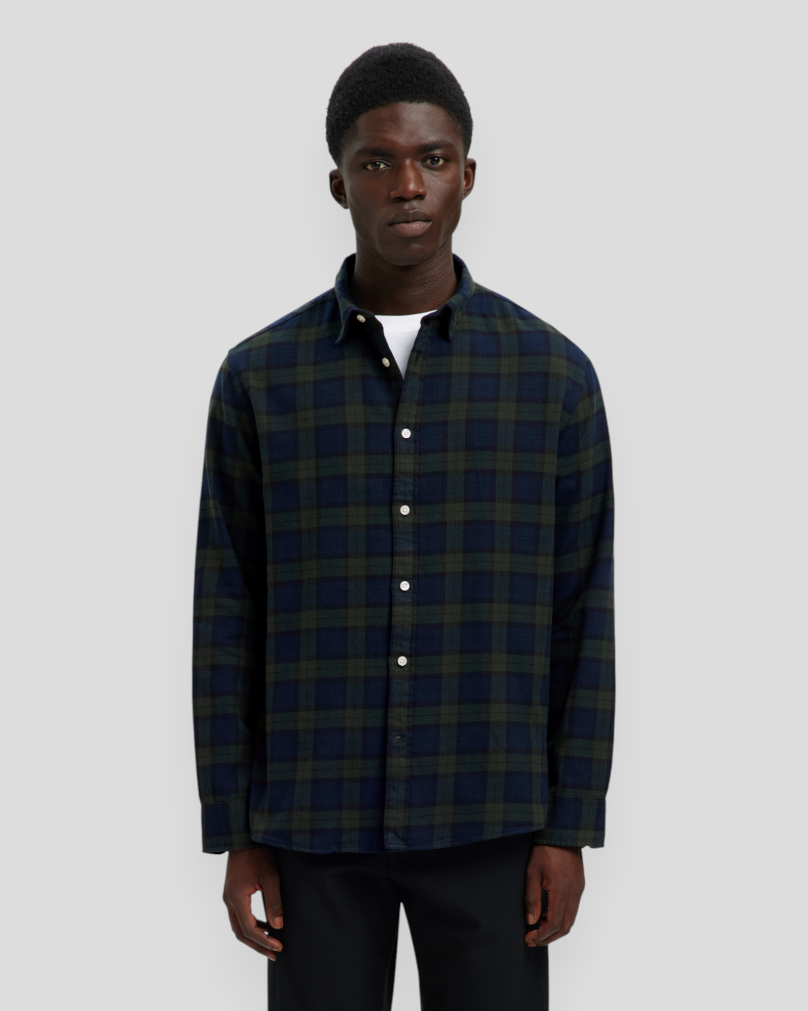 Regular Noah Brushed Twist Shirt LS - Deep Foreest/Dark Sapphire