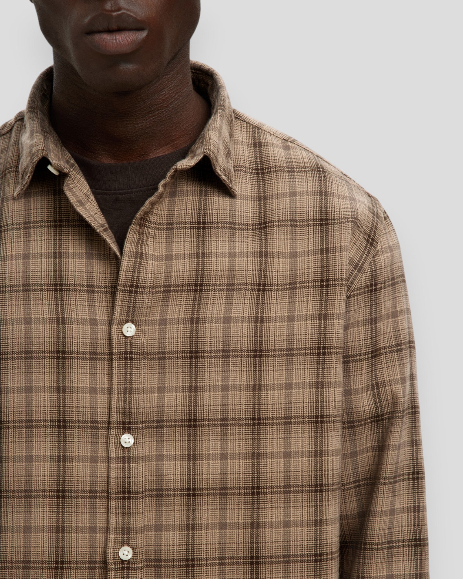 Regular Noah Brushed Twist Shirt LS - Savannah Tan/Check Brown
