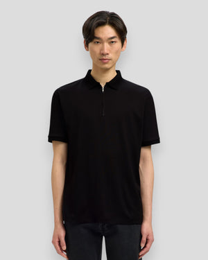 Fave Zip SS Polo - Black