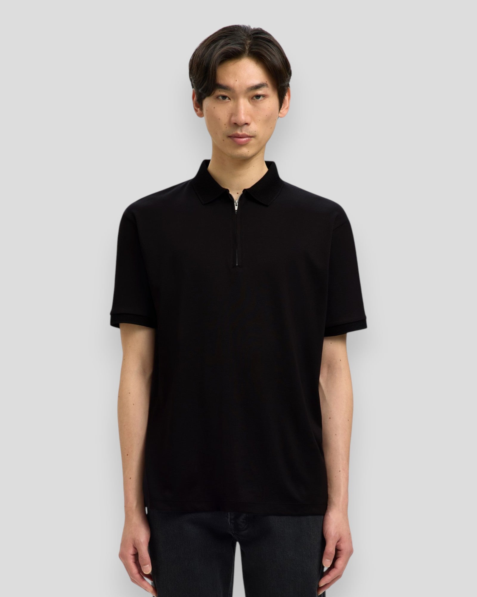 Fave Zip SS Polo - Black