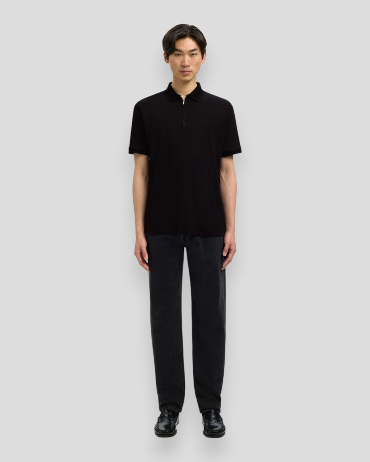 Fave Zip SS Polo - Black