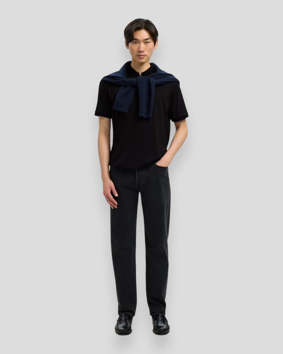 Fave Zip SS Polo - Black