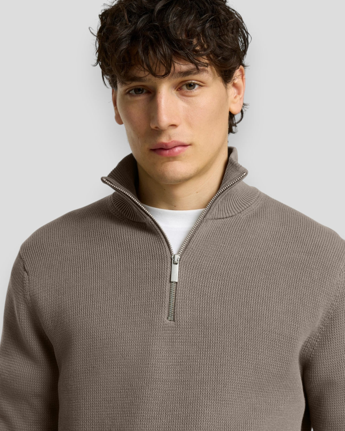 Dane Knit Structure Half Zip - Morel