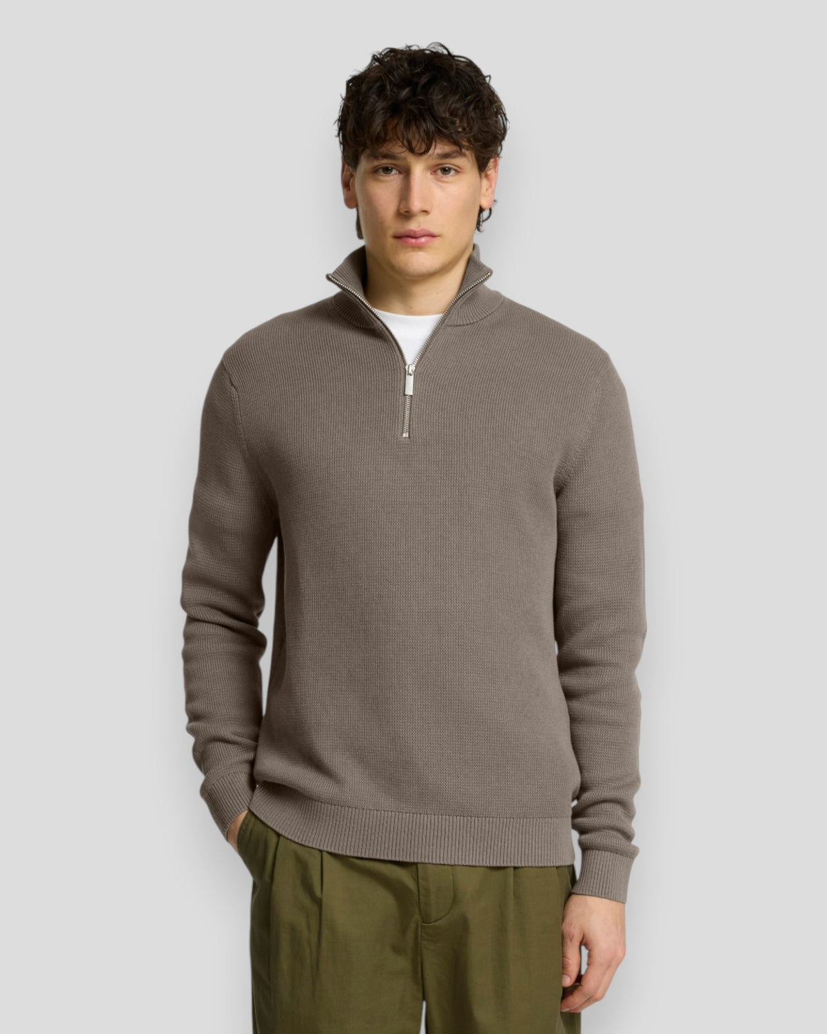 Dane Knit Structure Half Zip - Morel