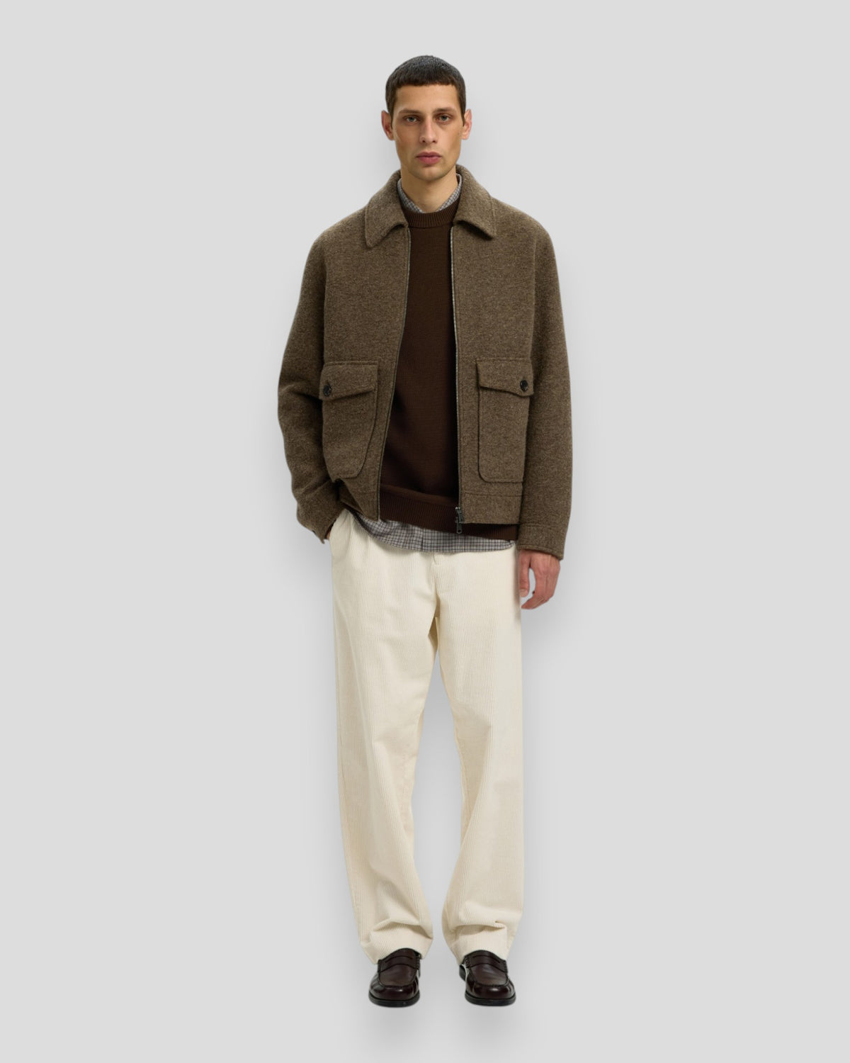 Dane Knit Structure Crew Neck - Demitasse