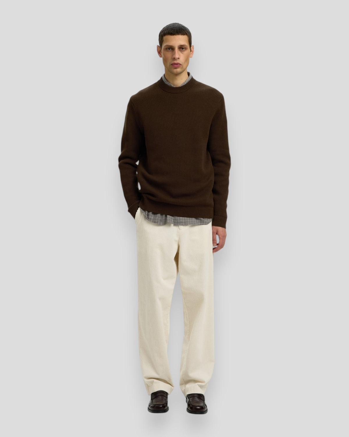 Dane Knit Structure Crew Neck - Demitasse