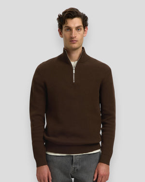 Dane Knit Structure Half Zip - Demitasse
