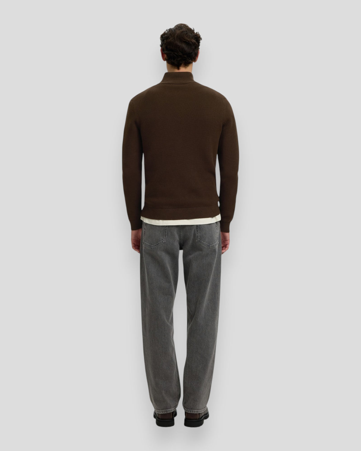 Dane Knit Structure Half Zip - Demitasse