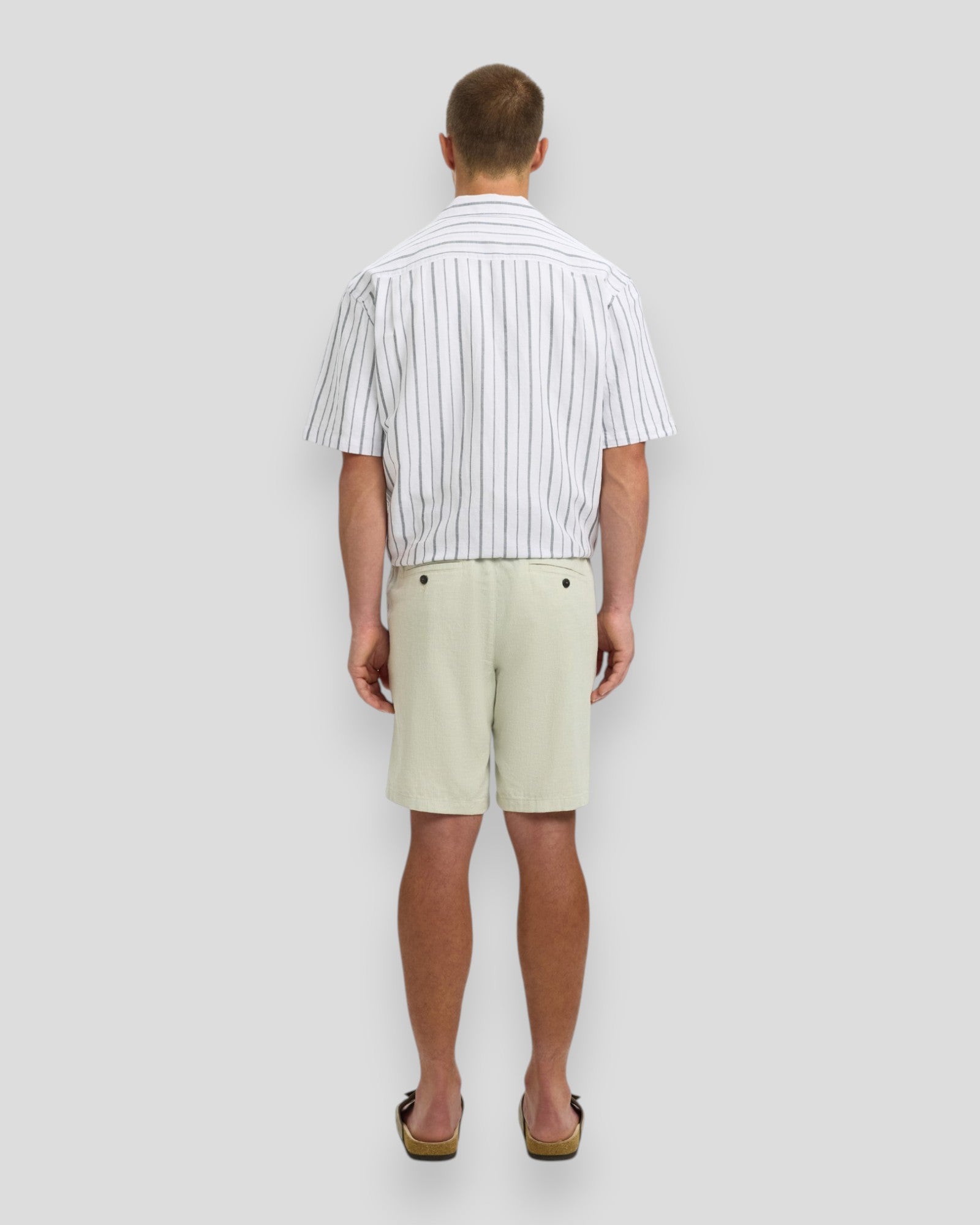Regular Brody Linen Shorts - Aqua Gray Mixed W. Oatmeal