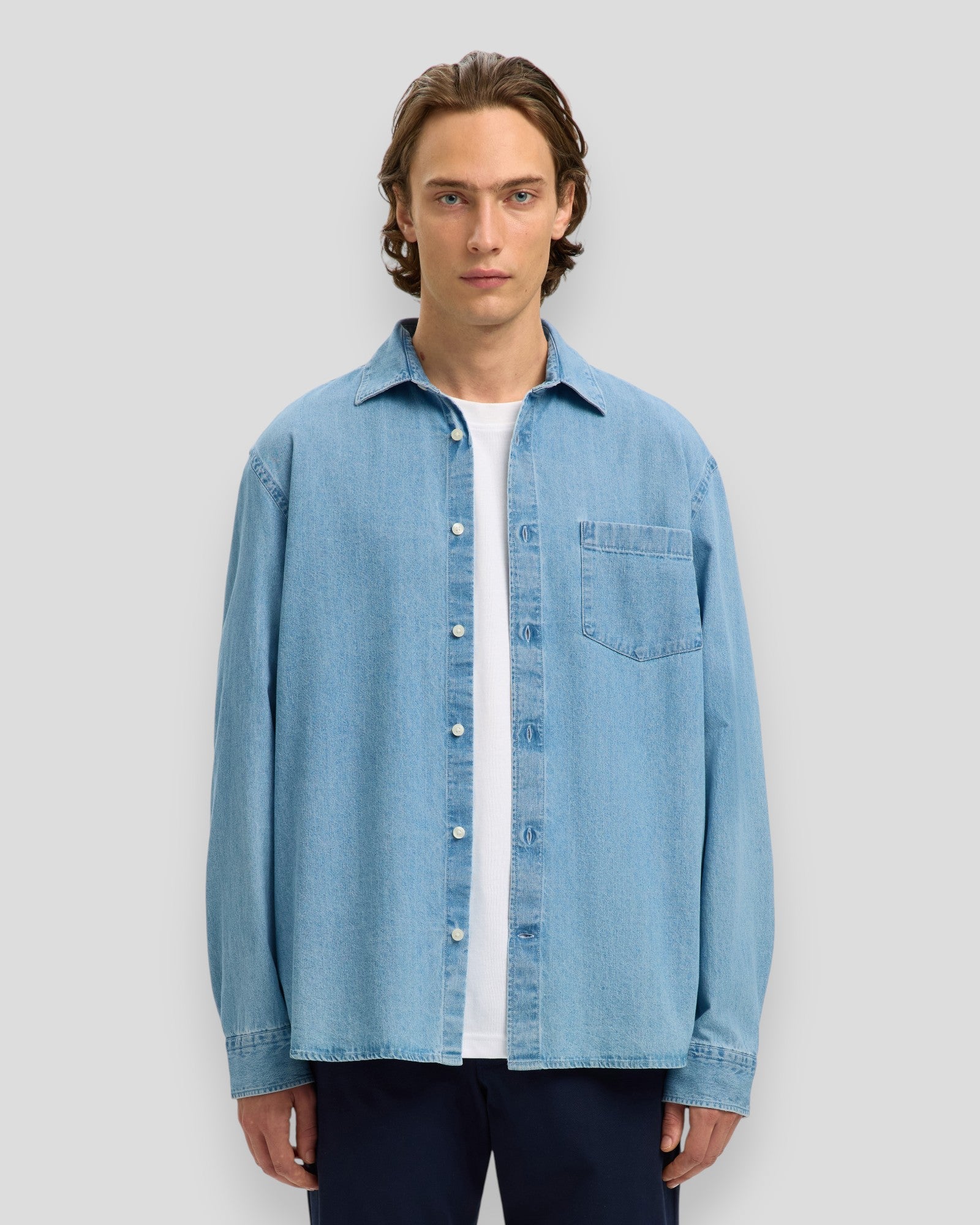 Regular Carlo Denim LS Shirt - Light Blue Denim