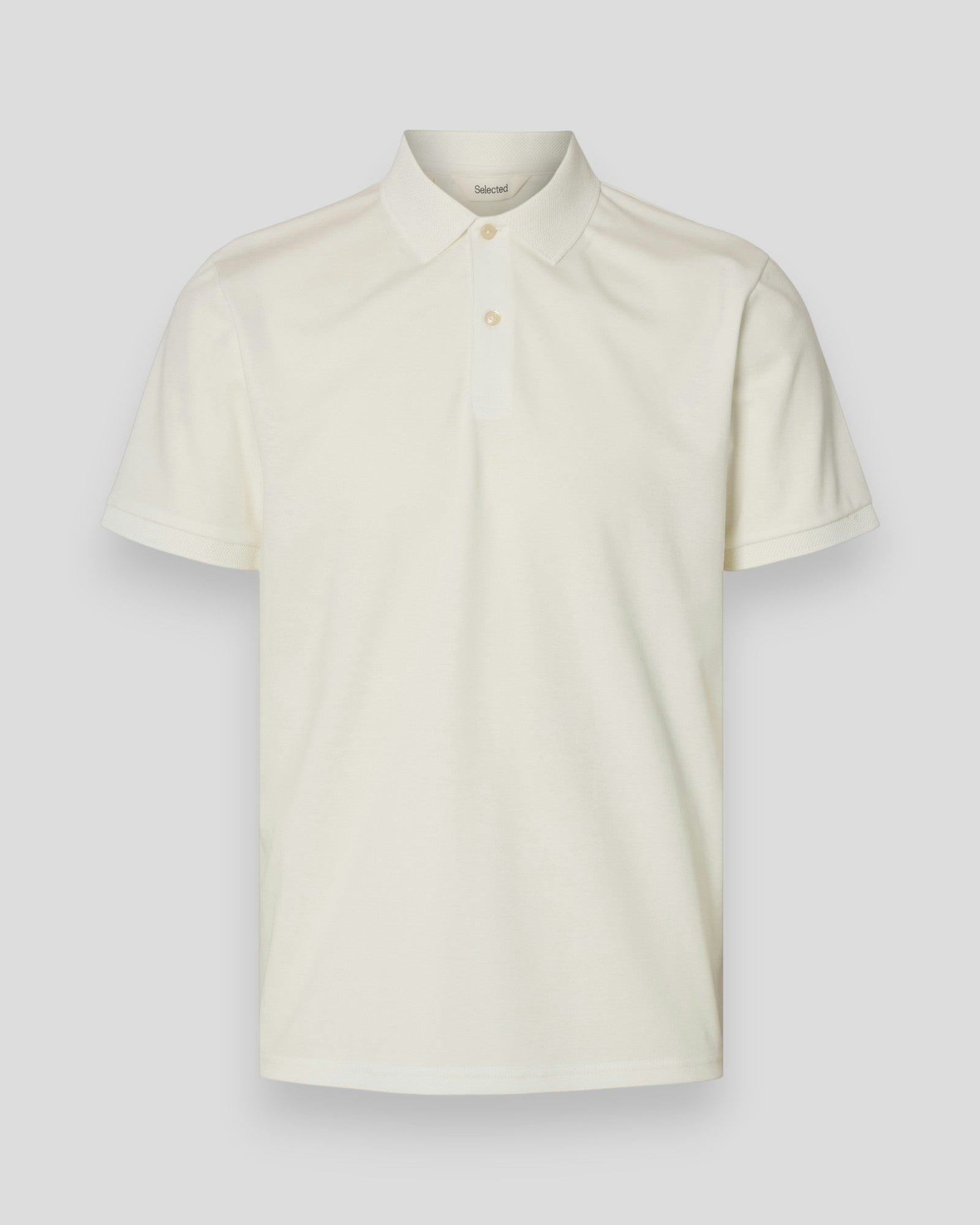 Klassisk Selected Fave Button SS Polo i skyerblå med knapper og polo krave, perfekt til sommer- og forårsbrug.