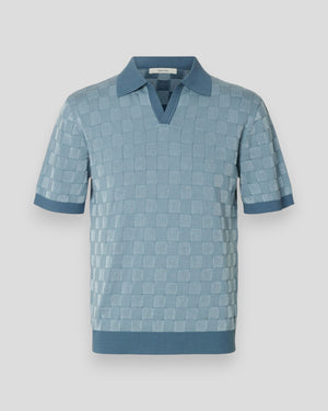 Milas SS Knit Relaxed Color Open Polo - Blue Mirage/Skyway
