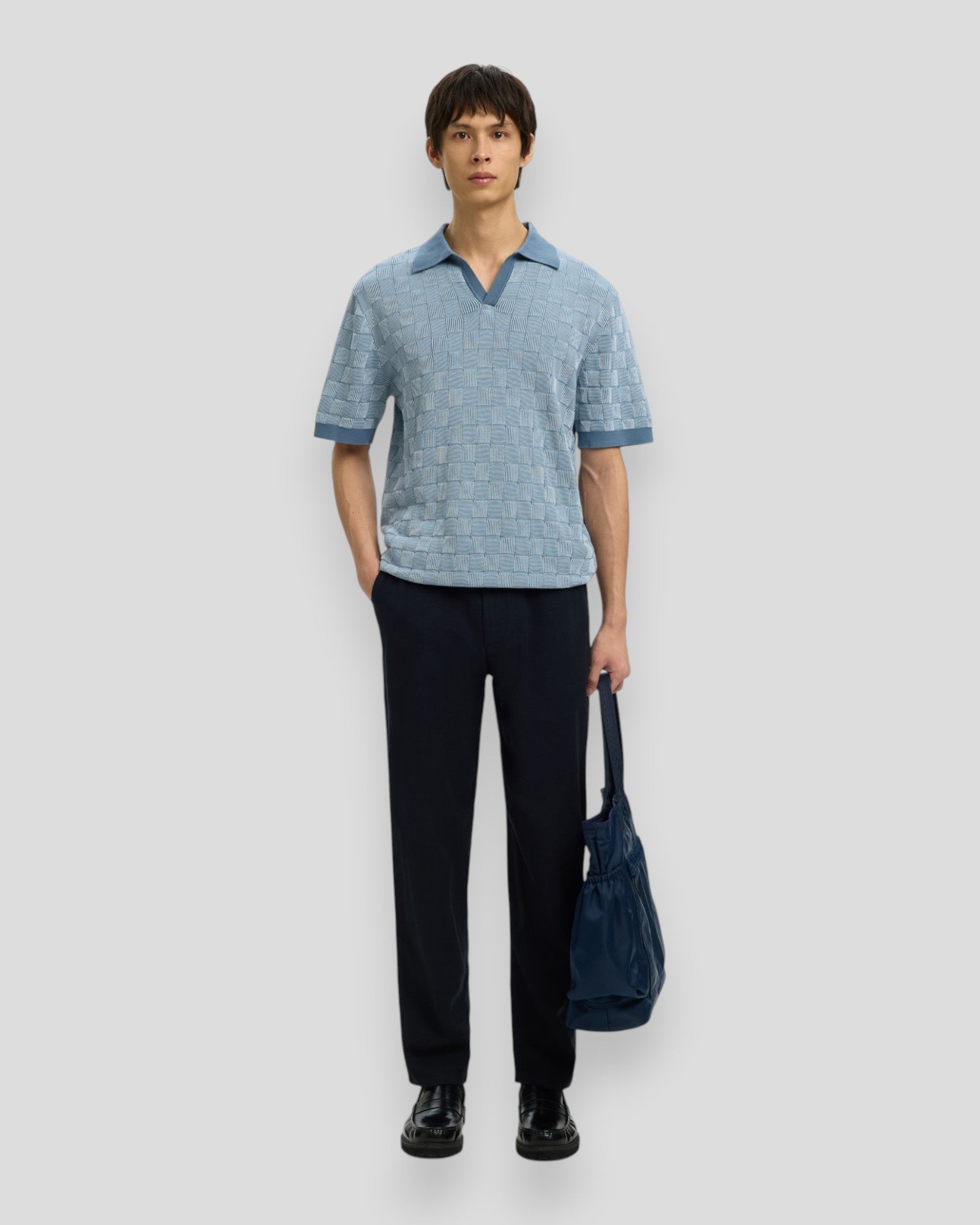 Milas SS Knit Relaxed Color Open Polo - Blue Mirage/Skyway