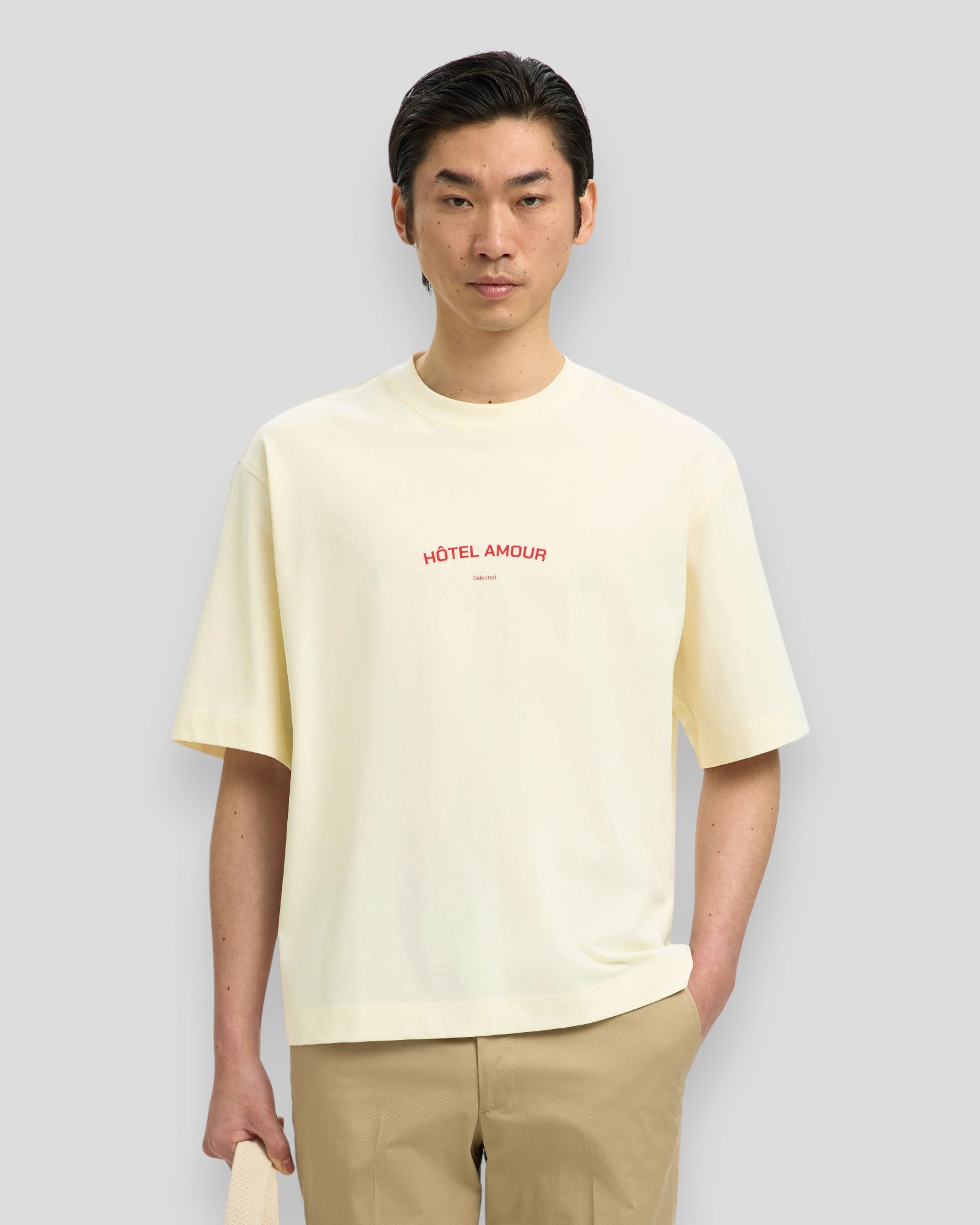 Boxy Liam SS O-Neck Tee Hotel Amour - Egret