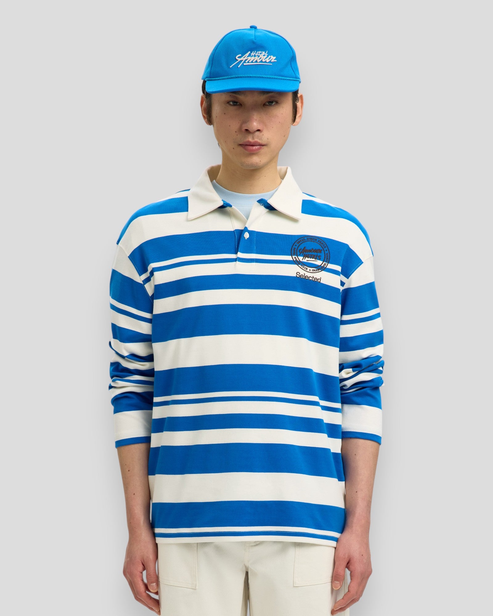 Relax Jack LS Polo Hotel Amour - Egret Stripes/Victoria Blue