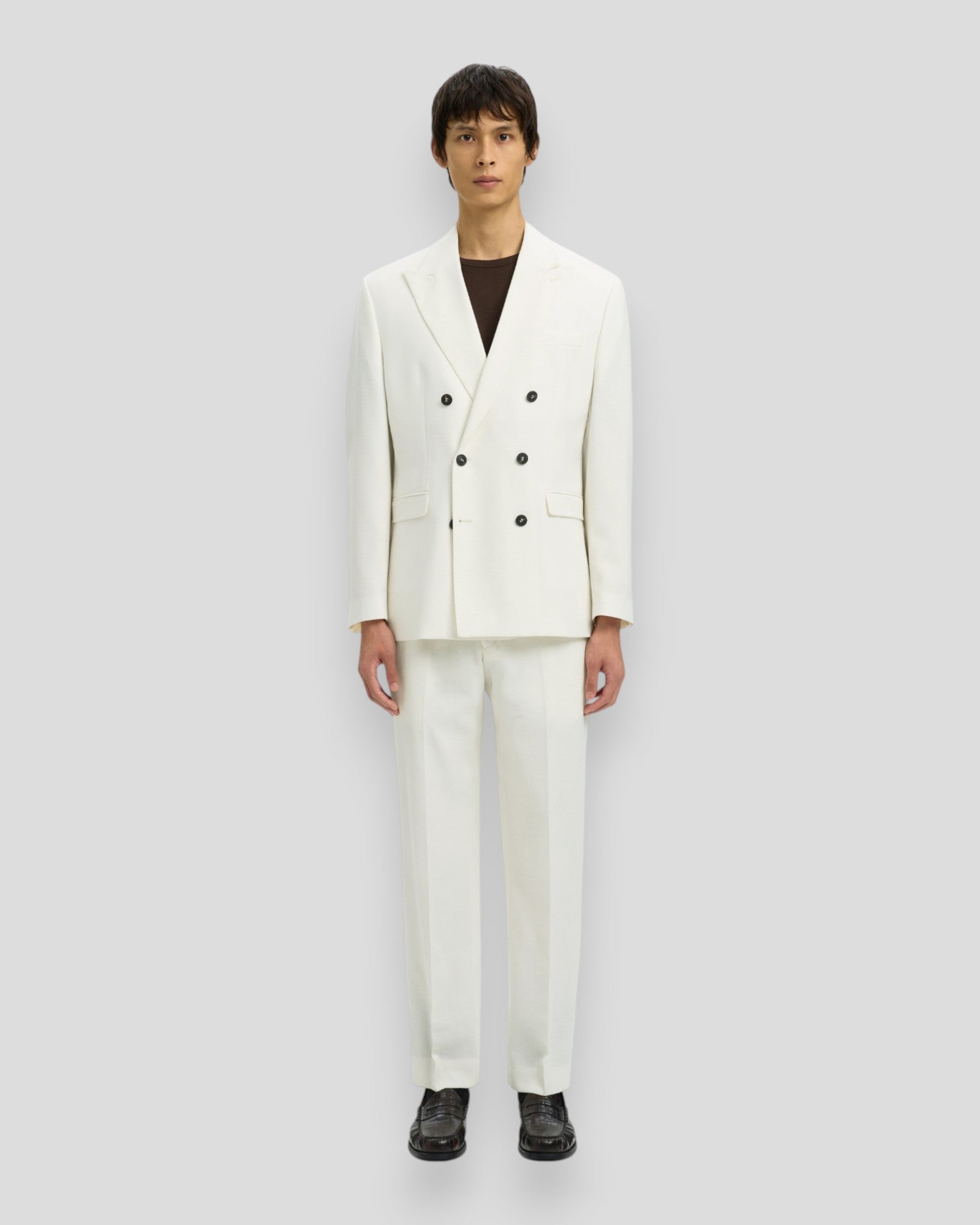 Selected men's Beck Wool Blend DB Blazer in Egret, tailored fit with classic lapels and structured design.