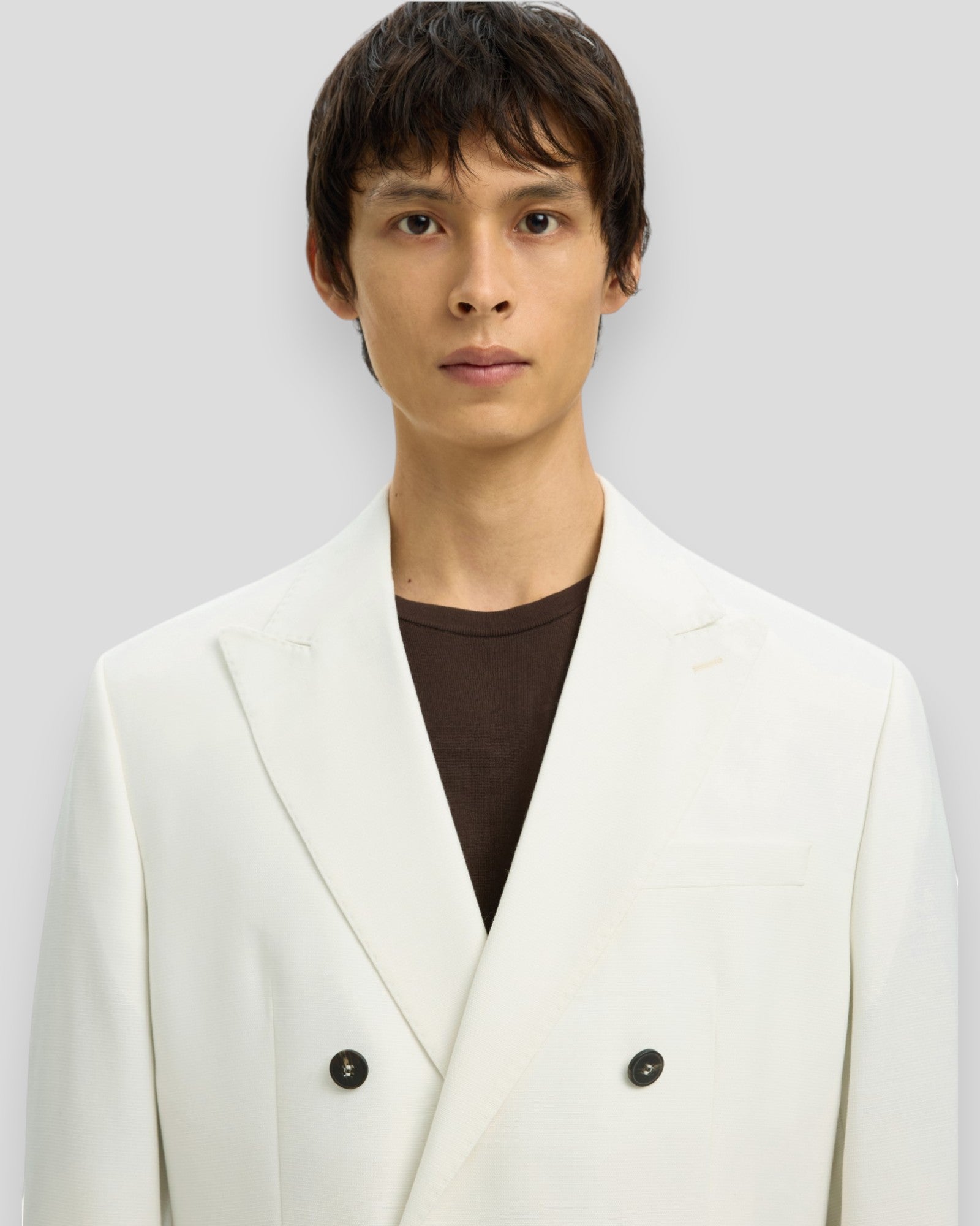 Beck Wool Blend DB Blazer by Selected in egret, tailored men's blazer with classic lapels and structured fit.
