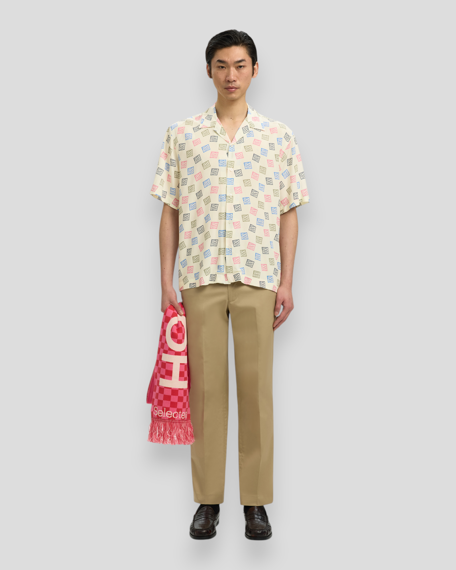 Relax Hotel Amour Stamps AOP SS Shirt - Egret/Stamps