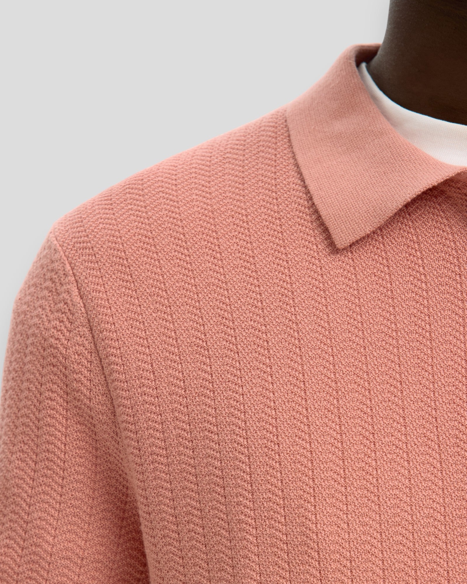 Can SS Knit Structure Zip Polo - Rose Dawn