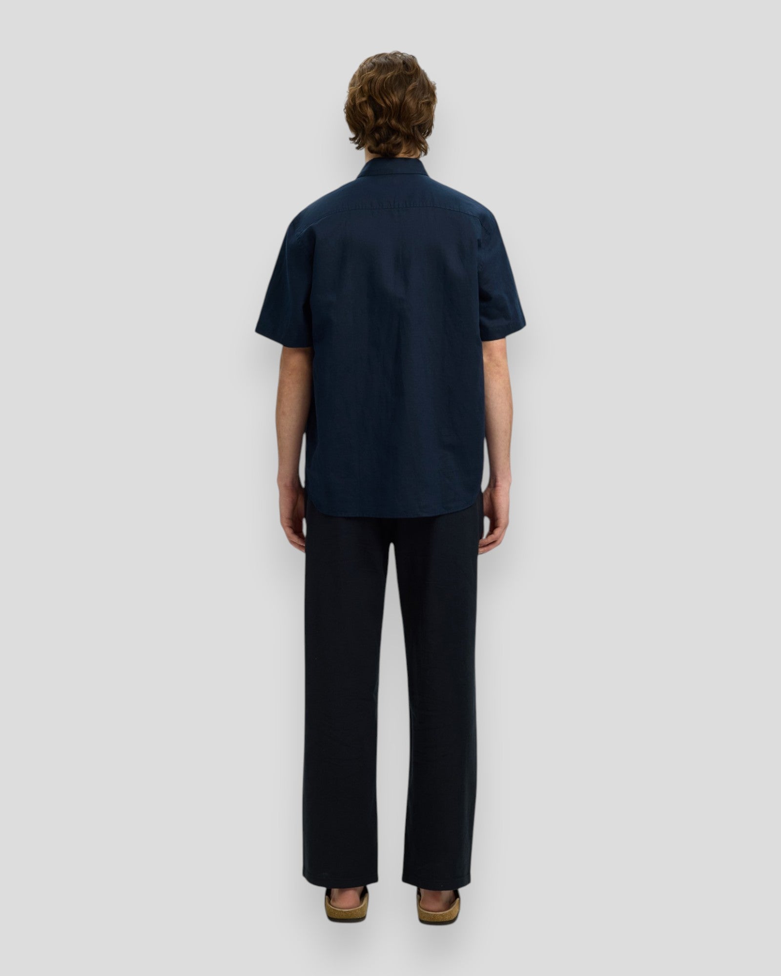 Regular Claus Clay Linen Blend SS Shirt - Sky Captain