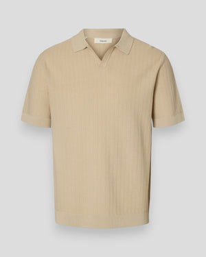 Mattis SS Linen Blend Struc Polo - Oatmeal