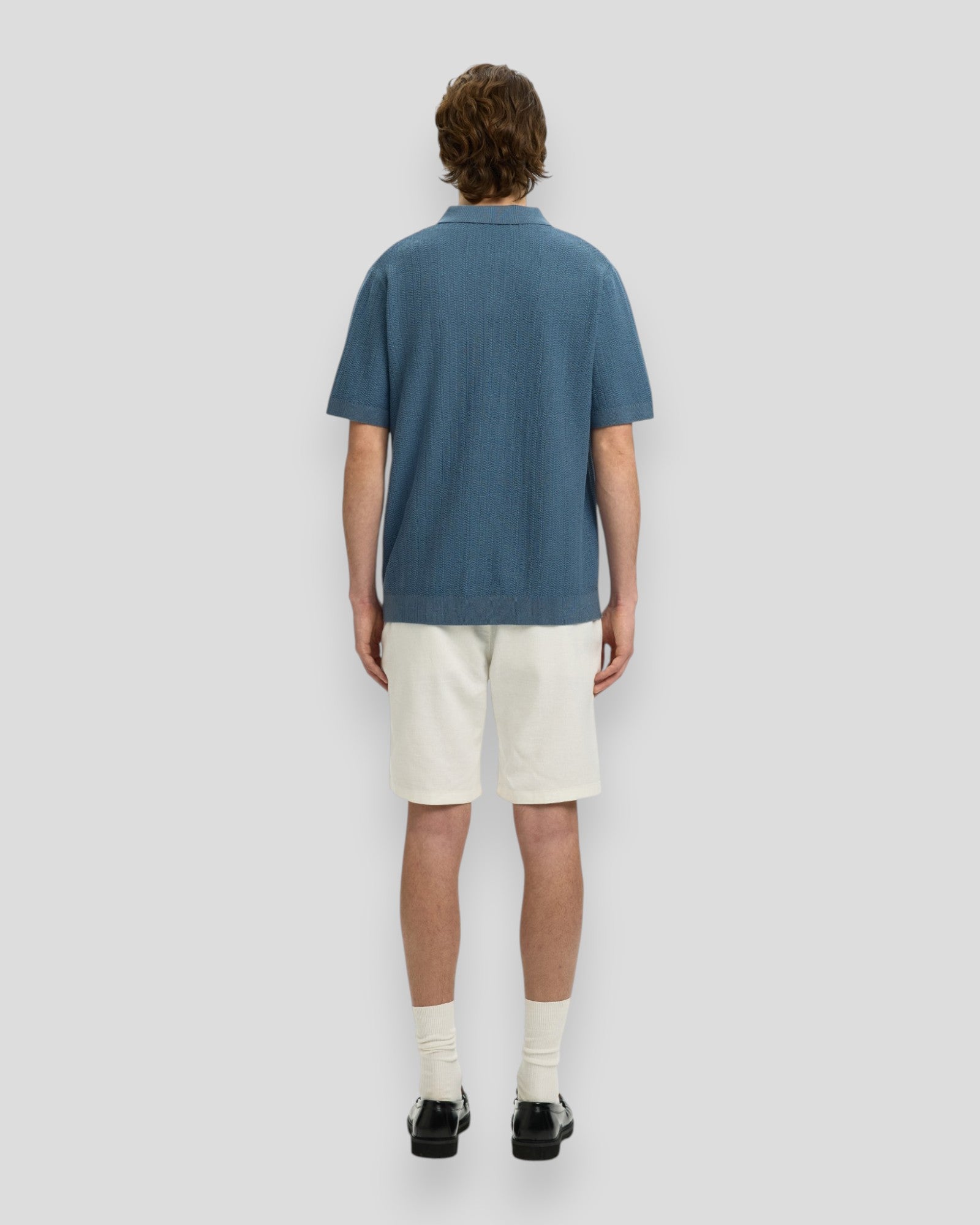 Mattis SS Linen Blend Struc Polo - Blue Mirage