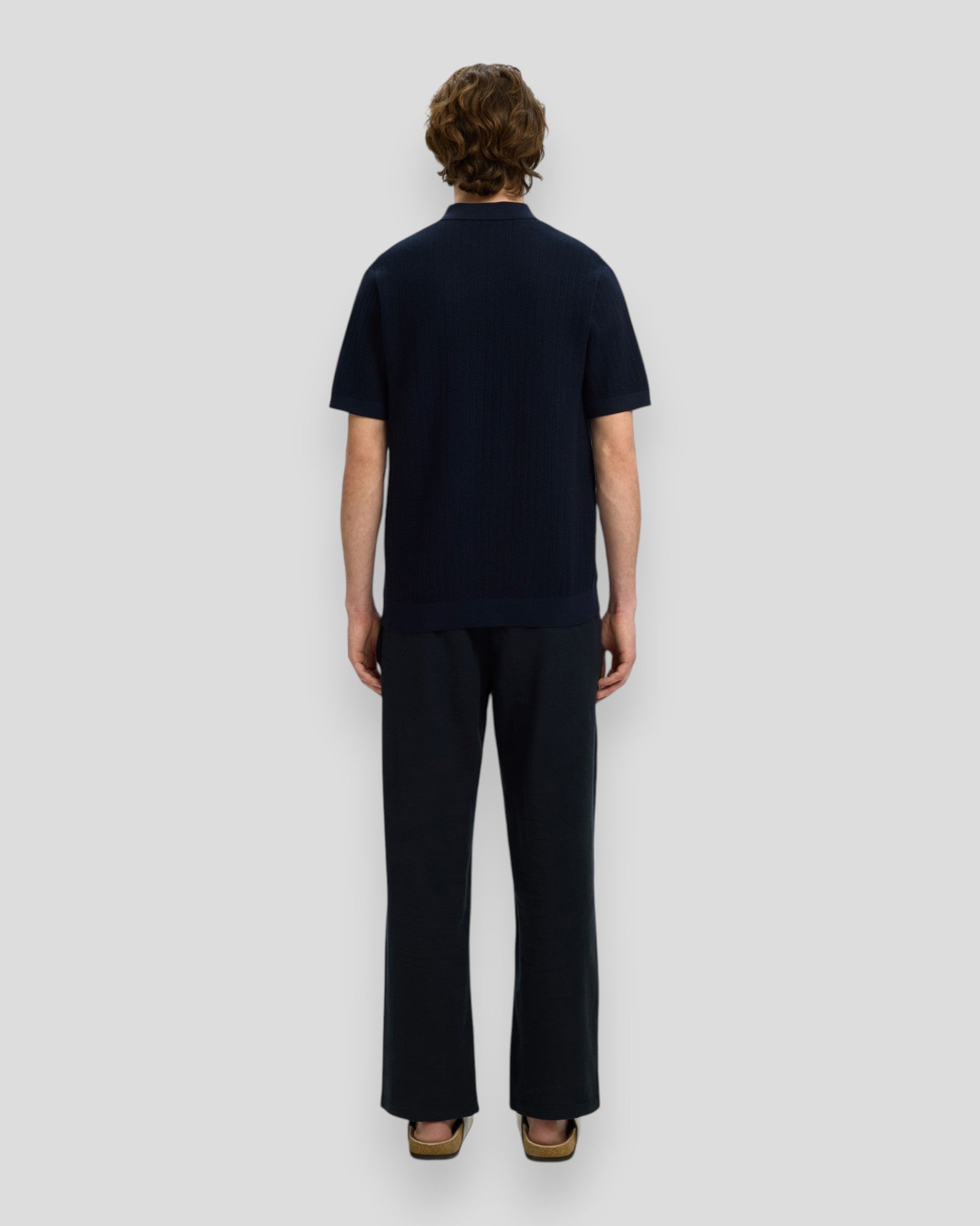 Can SS Knit Structure Zip Polo - Navy Blazer