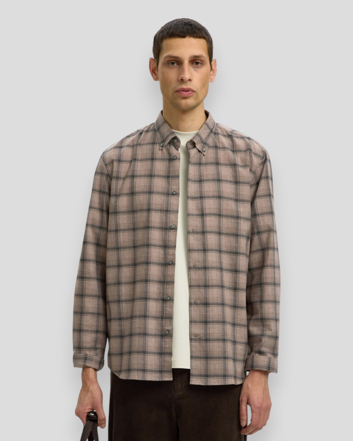 Cole-Jay Regular Melange LS Shirt - Cornstalk/Black Checks
