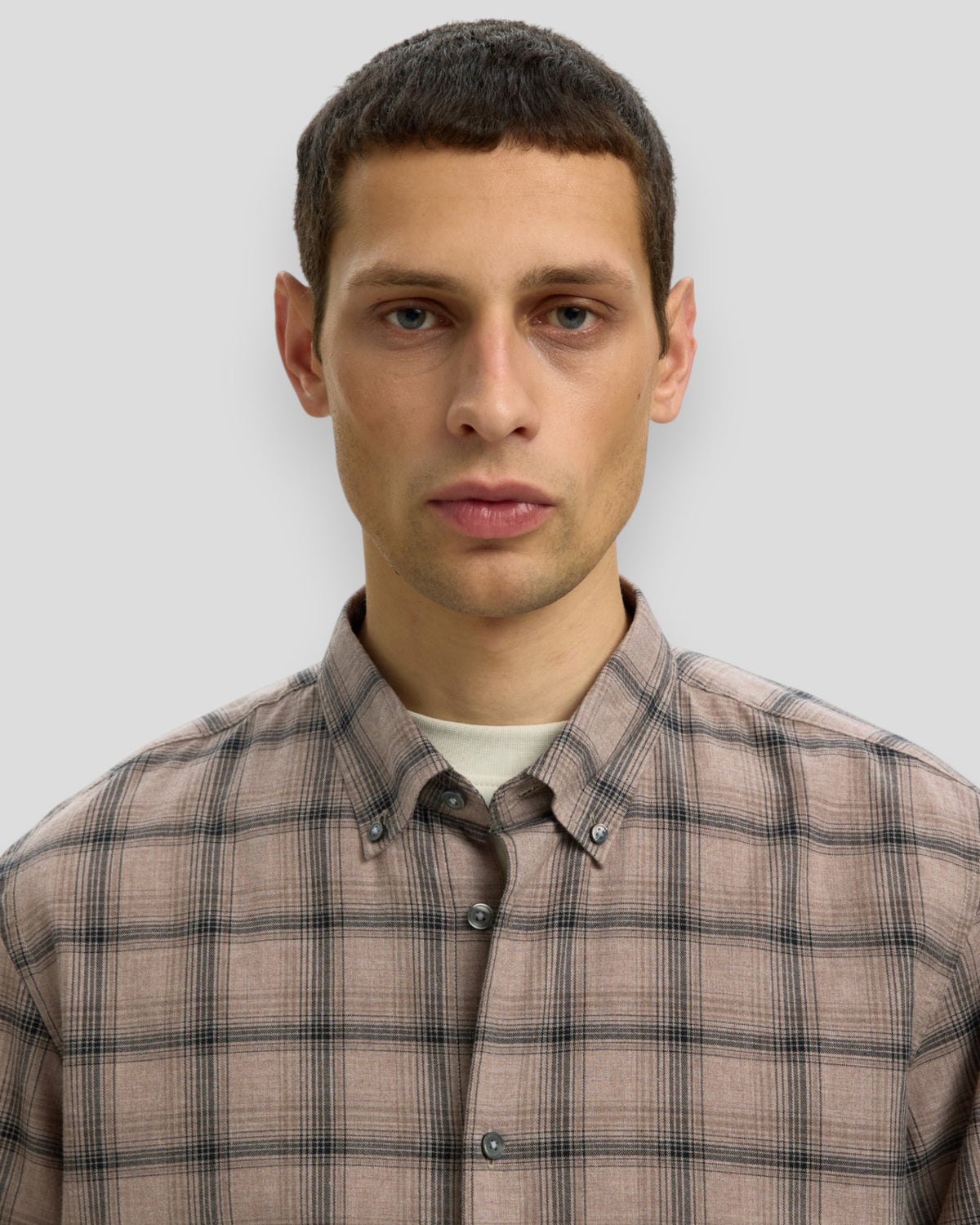 Cole-Jay Regular Melange LS Shirt - Cornstalk/Black Checks