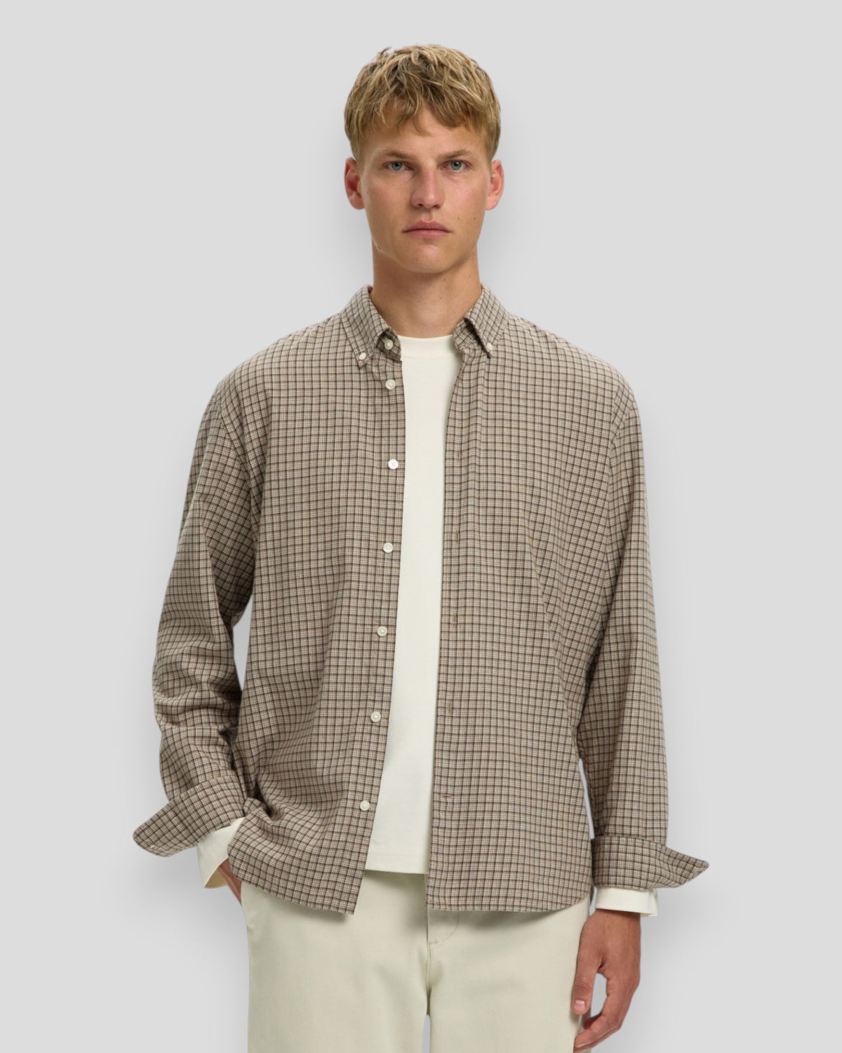 Cole-Jay Regular Melange LS Shirt - Chocolate Chip Checks