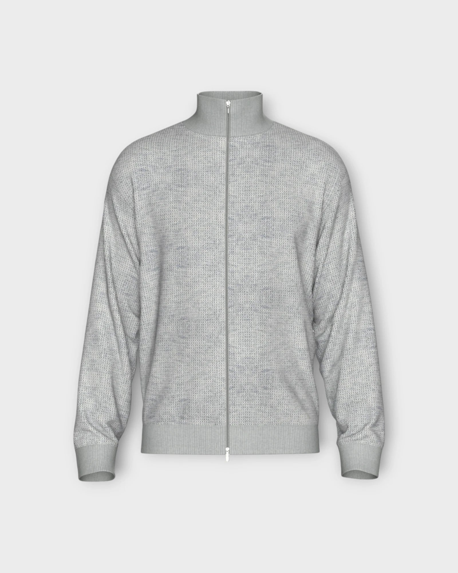 Selected Dane Knit Structure Full Zip Light Grey Melange - Grå Herre Cardigan. Her set forfra.