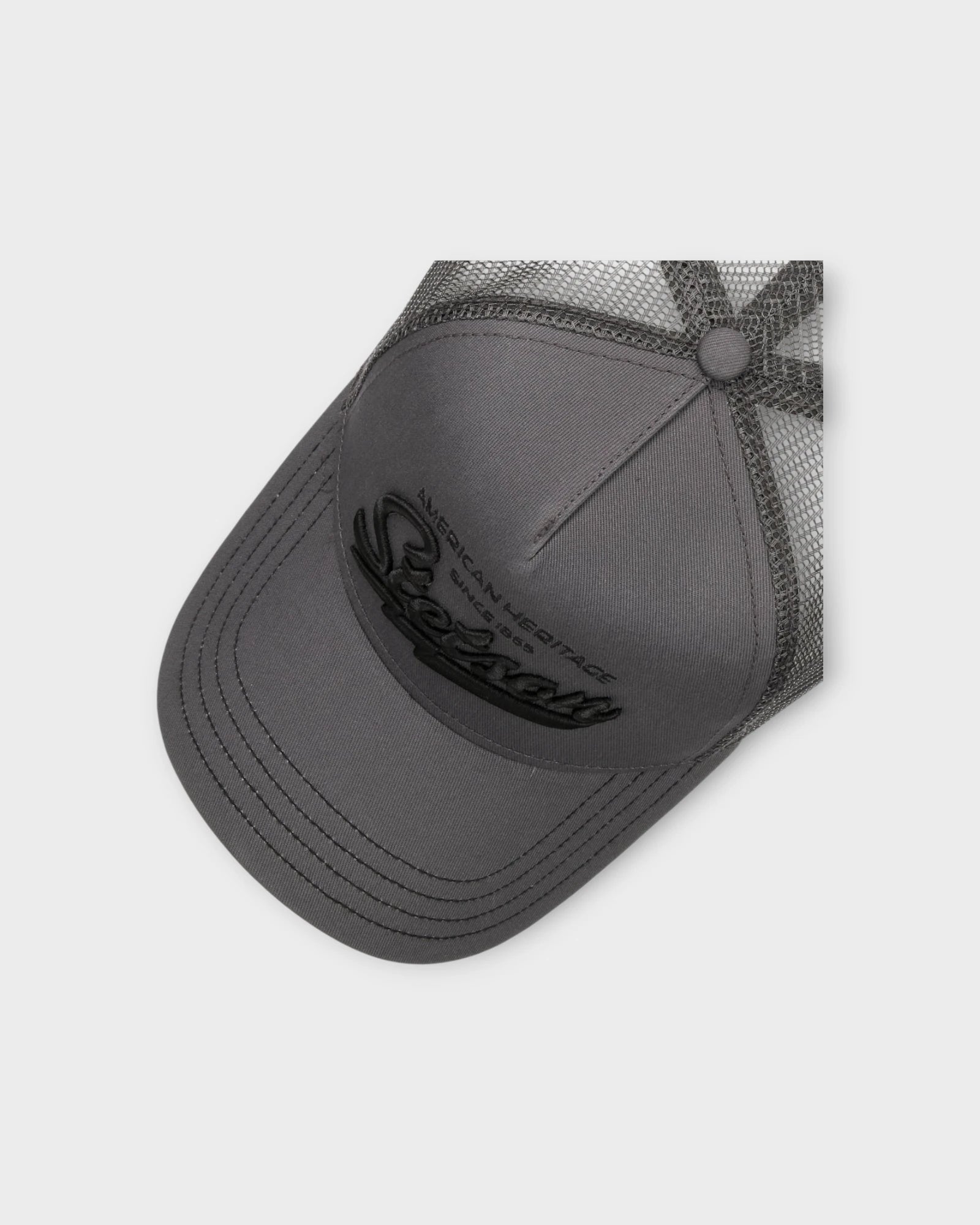 Trucker Cap American Heritage Grey - Grå Stetson Truckercap til Mænd. Her set oppefra.