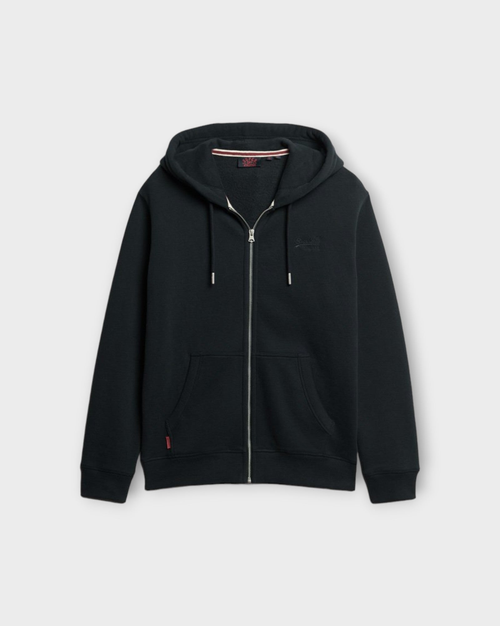 Essential Logo Zip Hoodie Eclipse Navy - Mørkeblå Superdry Sweatshirt med lynlås og hætte. Her set forfra.