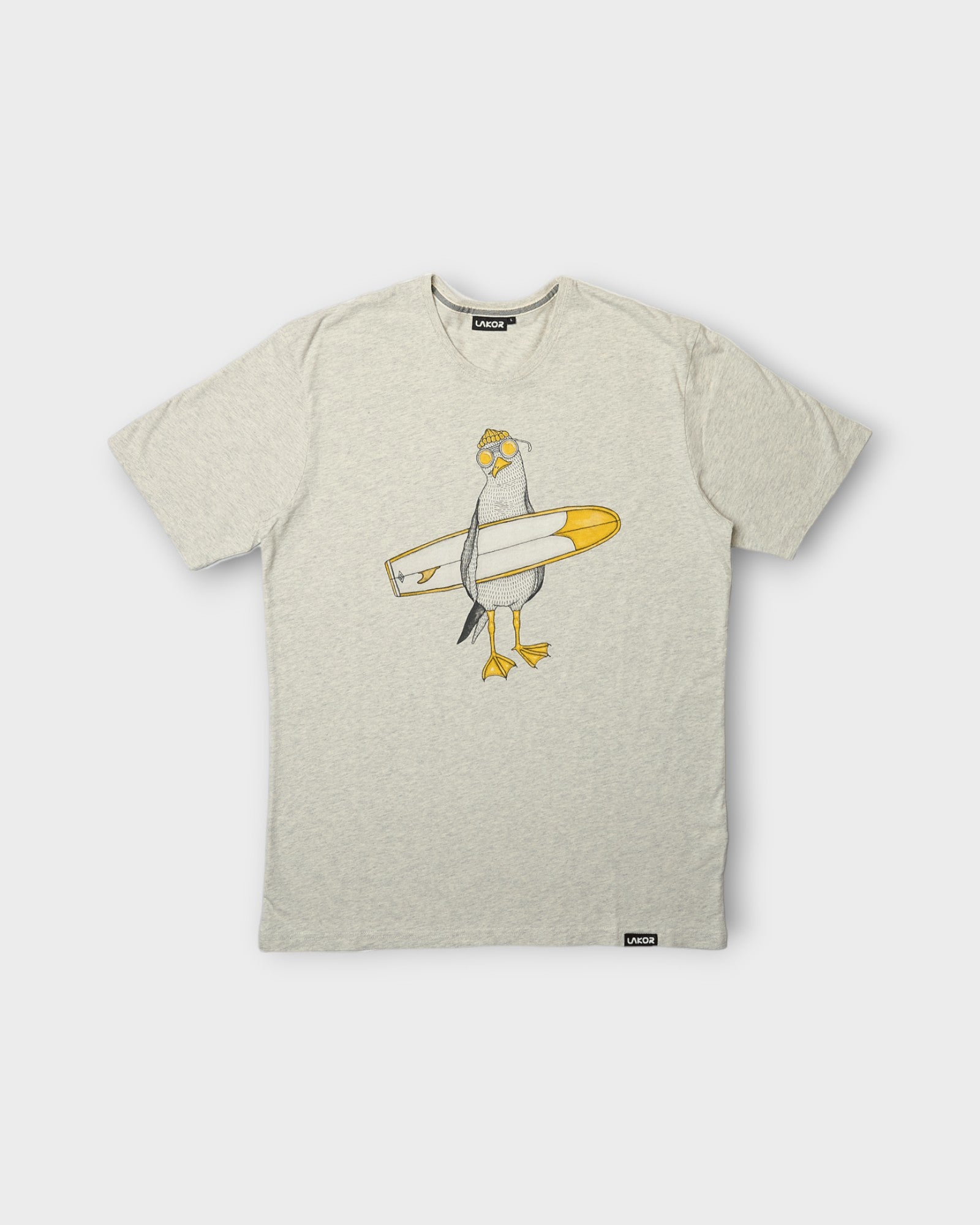 Surfing Seagull T-shirt - Oatmeal Melange