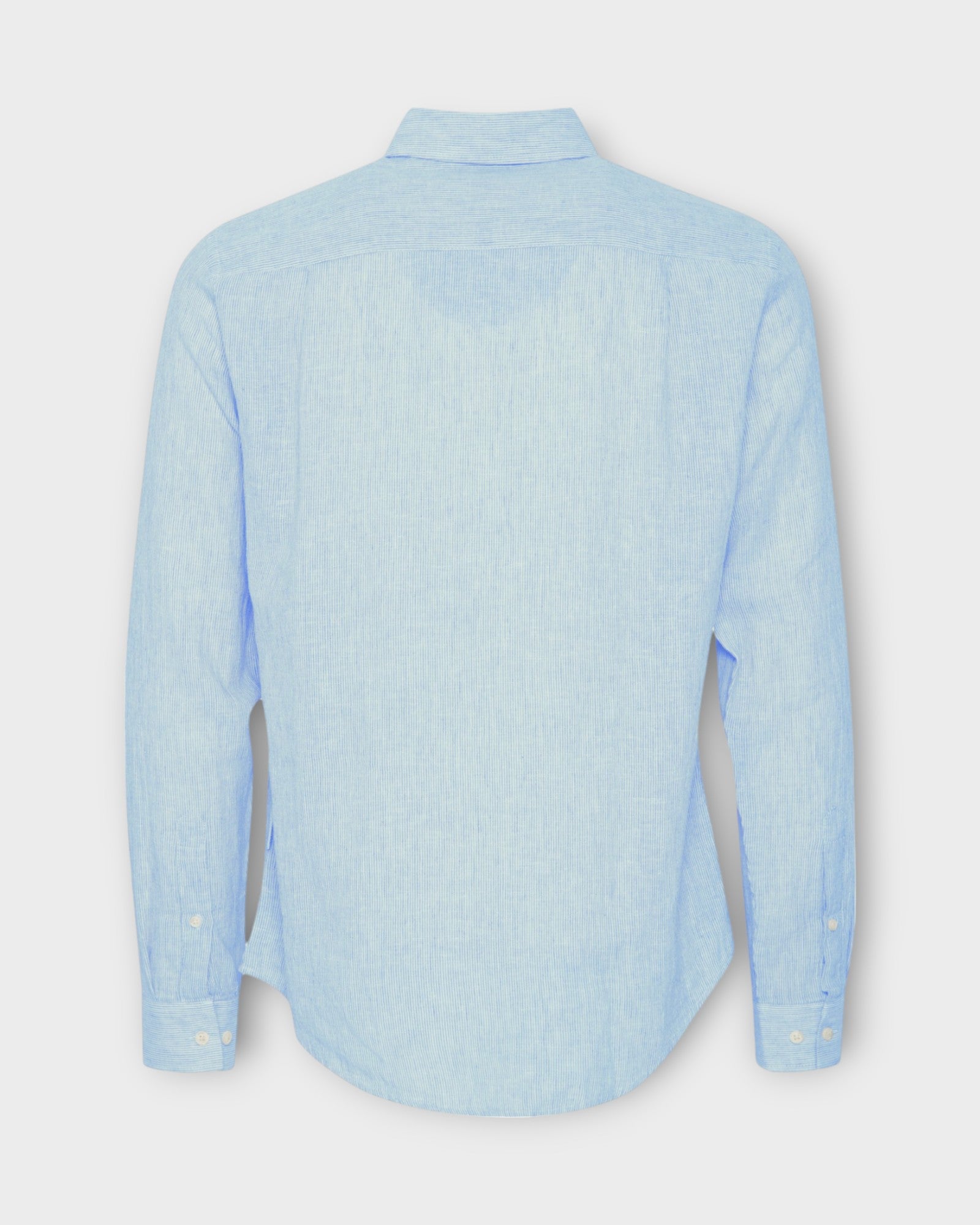 Anton Ls Striped Linen Mix Shirt  Chambray Blue, langærmet hørskjorte fra Casual Friday. Her set bagfra.