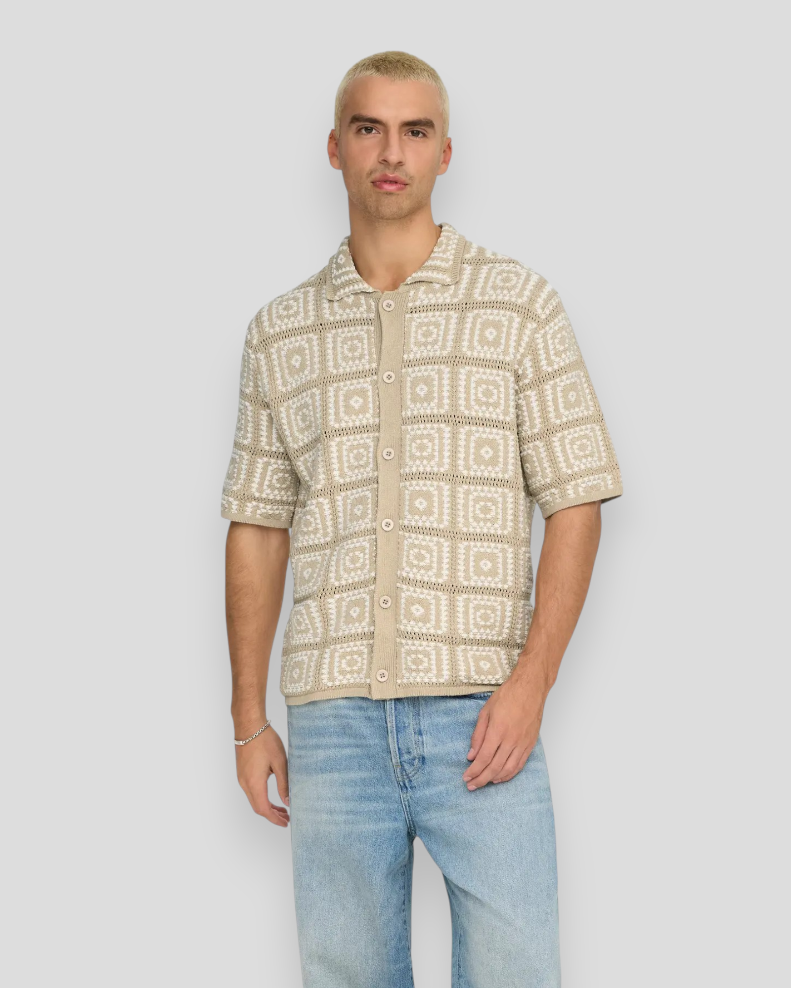 Bart Relaxed 5 SS Shirt Knit - Silver Lining/Egret