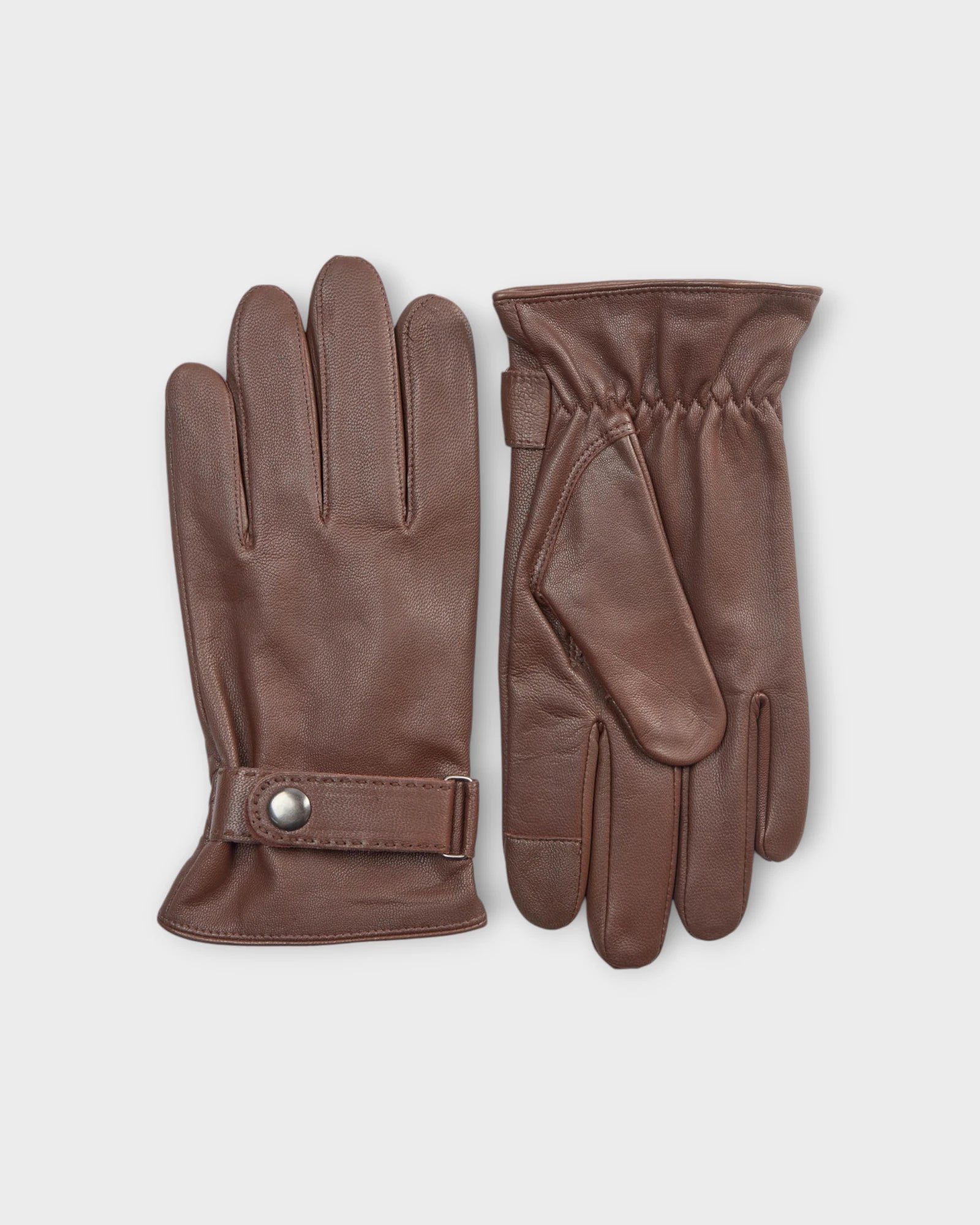 Grover Gloves Brown - Brune Bruun og Stengade Læderhandsker til Herre. Her set forfra.