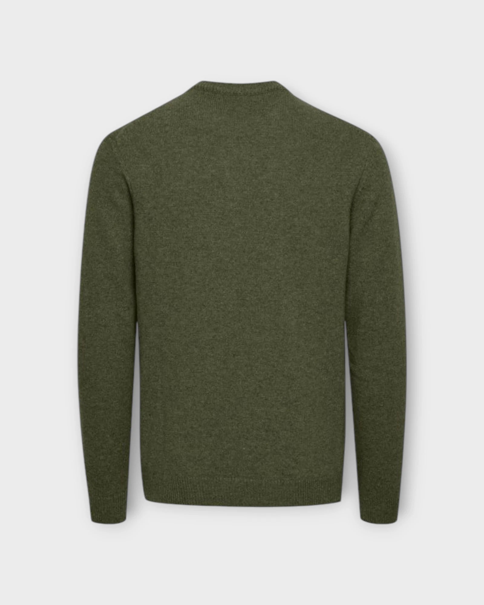 Karl Crew Neck Bounty Knit Deep Depths - Grøn Casual Friday Herre Uld Strik. Her set bagfra.