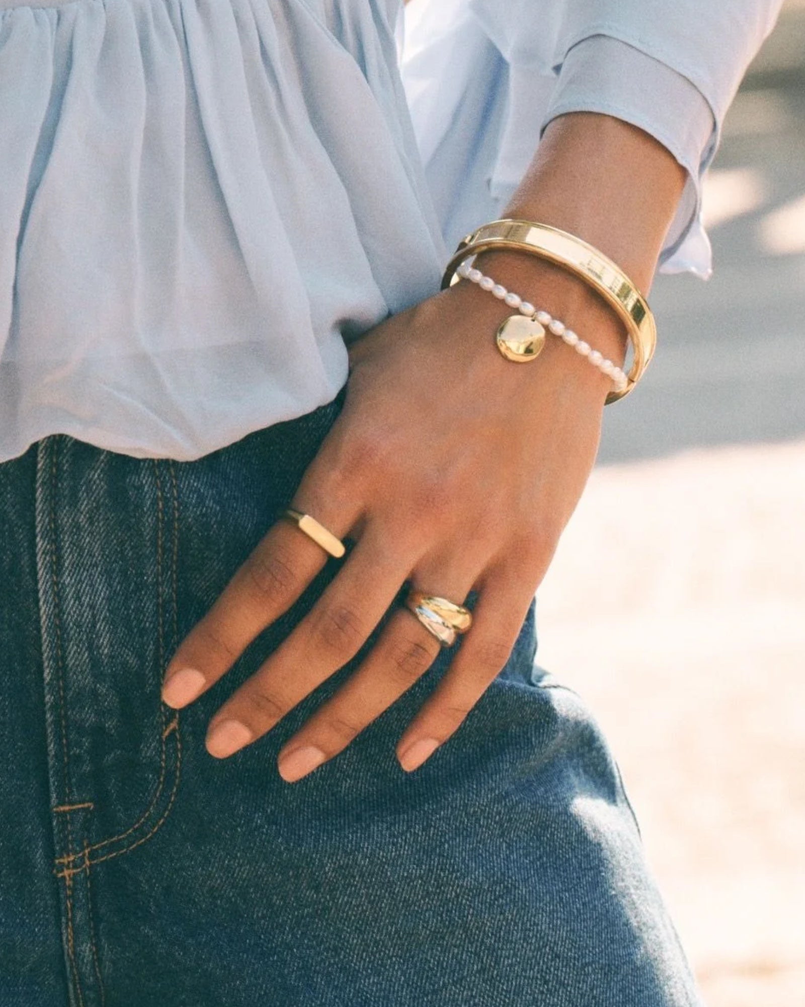 Edblad Charlie Signet Ring in gold, men's jewelry featuring a sleek, polished gold ring with a minimalist design.