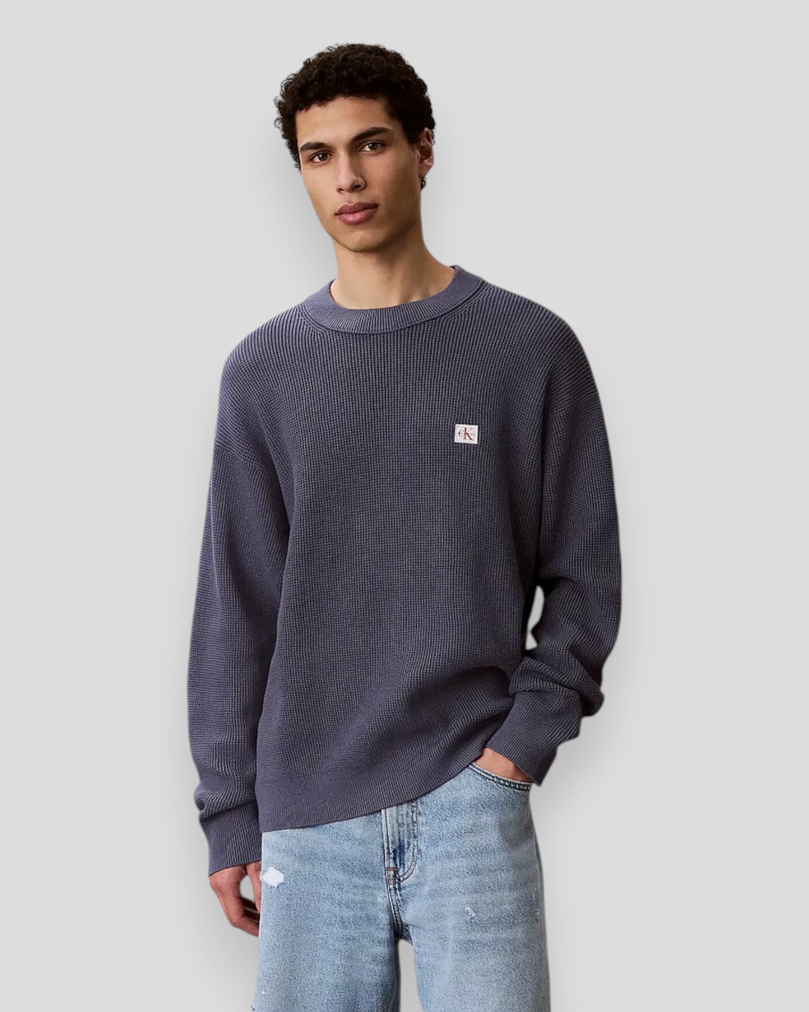 Cotton Waffle LS EZ Knit Jumper - Blue Nomad
